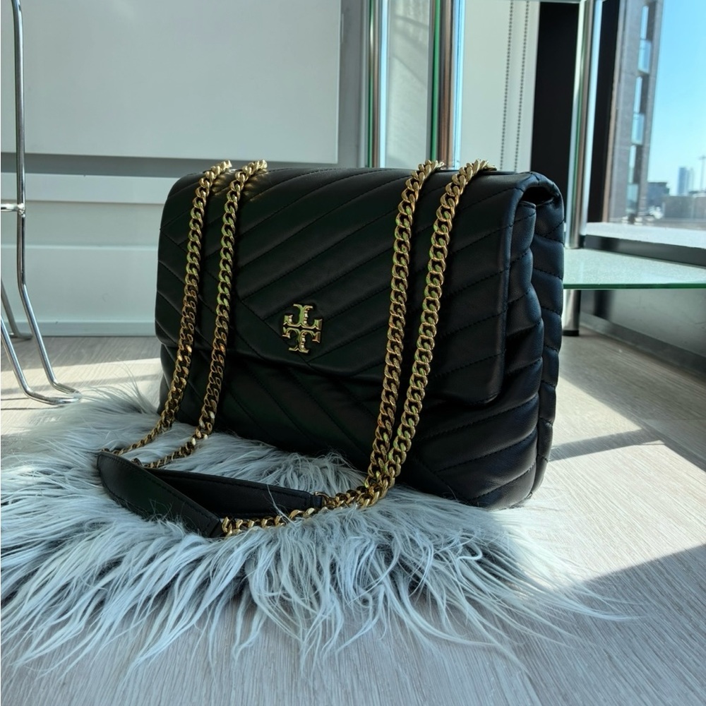Tory Burch Black Kira Chevron Shoulder Bag